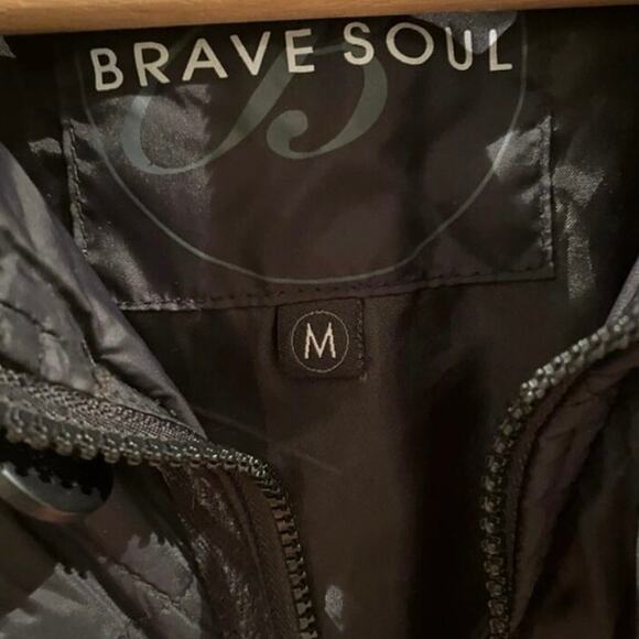 Brave Soul Black Quilted Puffer Jacket Corduroy Collar Womens Medium - Picture 2 of 6